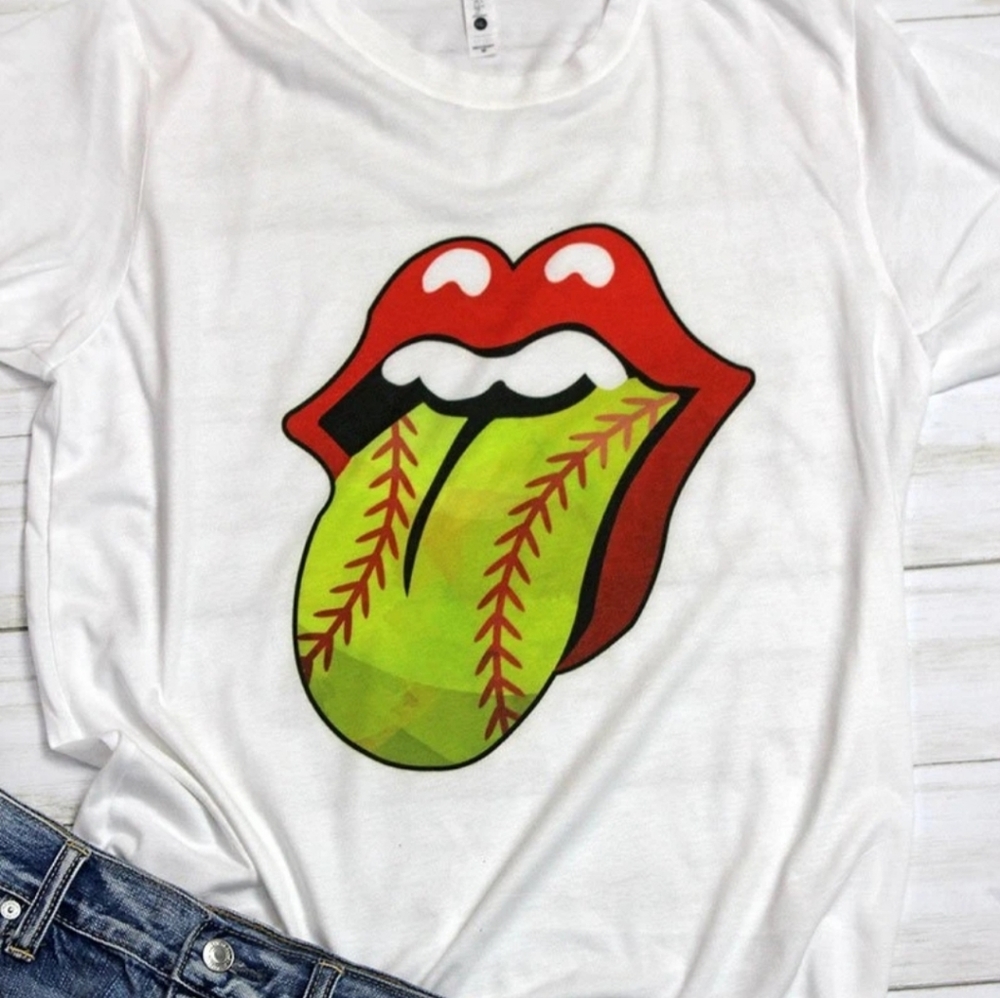 TRENDY SOFTBALL TONGUE POLY/COTTON TEE